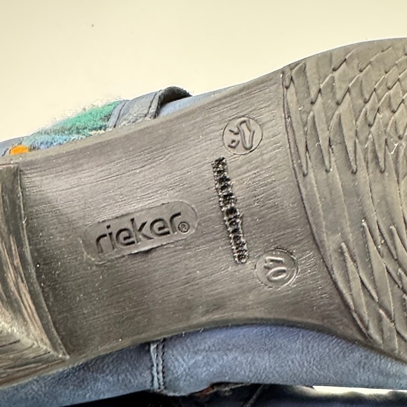 Rieker Women's Comfort Blue Leather Booties with Colourful Knit Accents - Picture 7 of 9